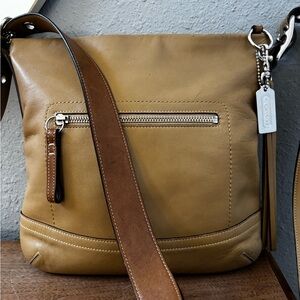 Vintage Coach Legacy Tan Leather Crossbody Bag with Silver Hardware
